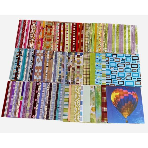Variety Other - HUGE Lot Of 131 Scrapbook Paper 12x12 Seasonal Plaids Stripes Etc. 4lbs
